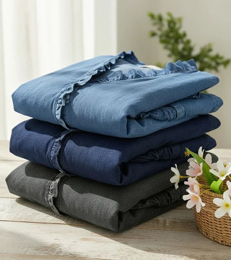 Blusa Denim Volant