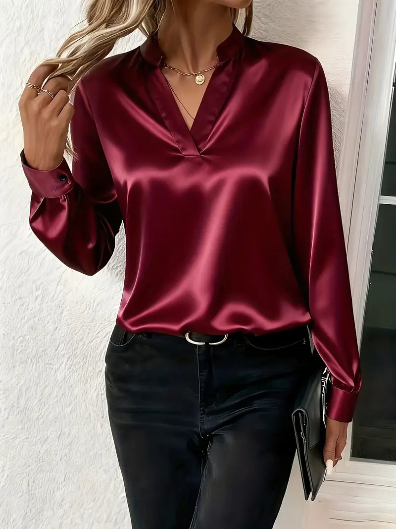 Blusa Satén Burdeos