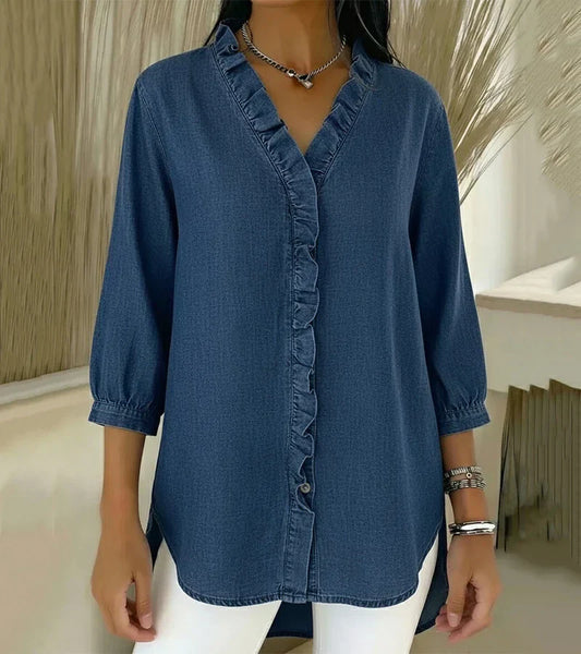 Blusa Denim Volant