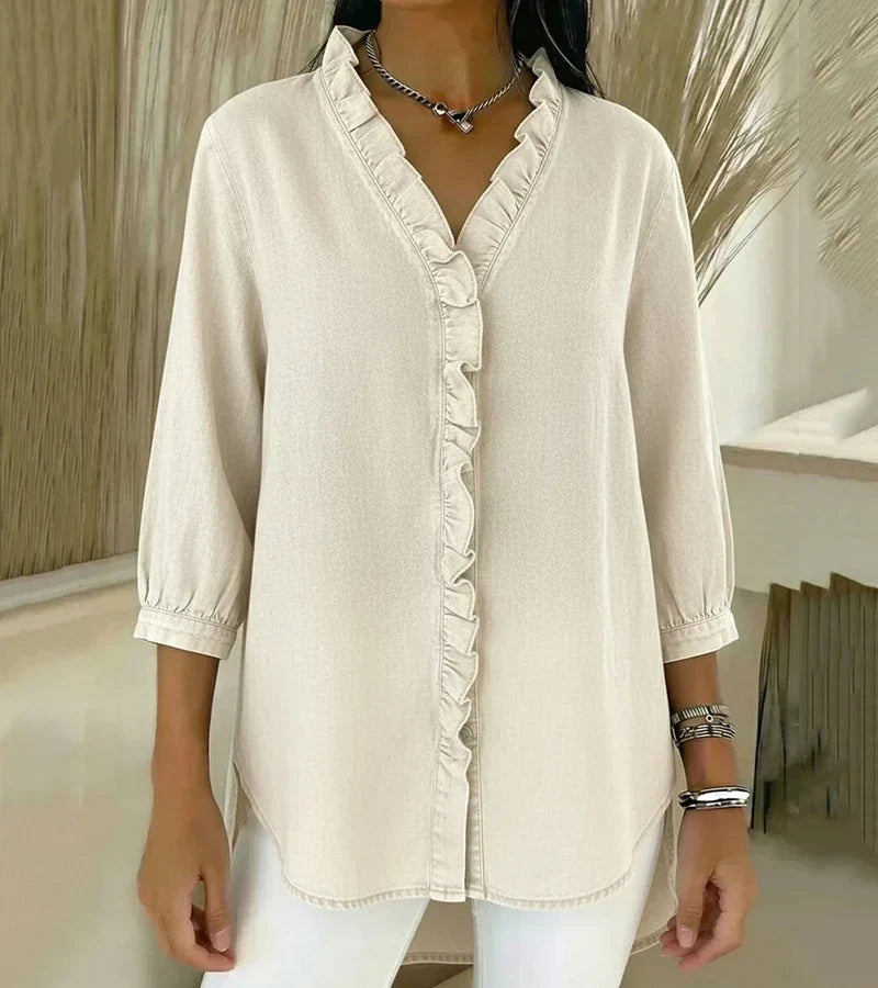 Blusa Denim Volant