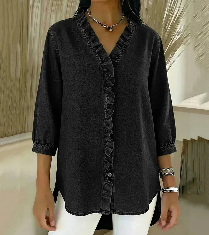 Blusa Denim Volant