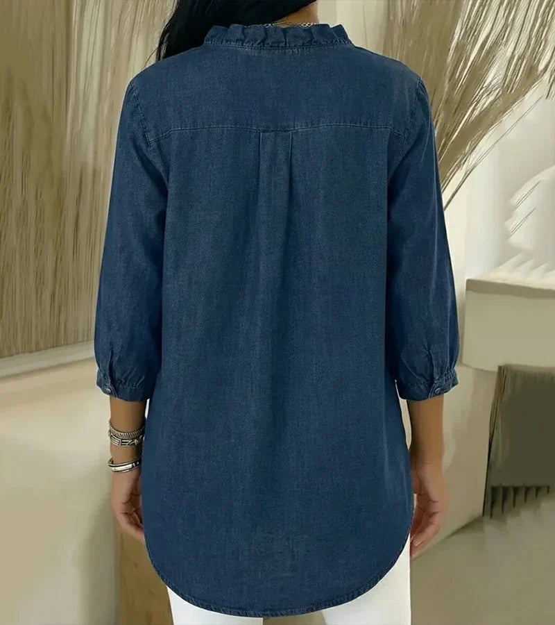 Blusa Denim Volant